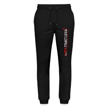 Antifascista rot/weiß mit Stern - Stanley/Stella Unisex Bio Jogginghose Mover  - Schwarz - Vorne - Marisol (170cm) & Nik (191cm)