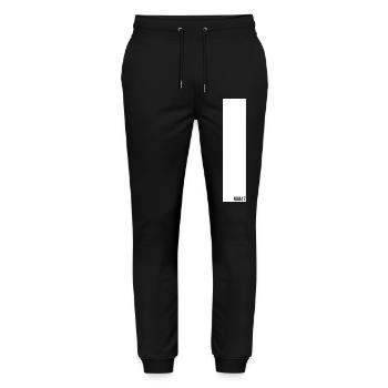 NOIA17 Streetwear mit weissem Balken - Stanley/Stella Unisex Bio Jogginghose Mover  - Schwarz - Vorne - Marisol (170cm) & Nik (191cm)