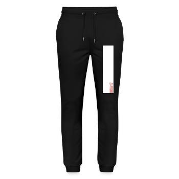 NOIA17 Streetwear mit weissem Balken - Stanley/Stella Unisex Bio Jogginghose Mover  - Schwarz - Vorne - Marisol (170cm) & Nik (191cm)