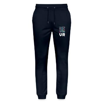 vr gamer vr gaming video game player nerd - Stanley/Stella Mover Unisex Organic Jogging Trousers - navy - Front - Marisol (170cm) & Nik (191cm)