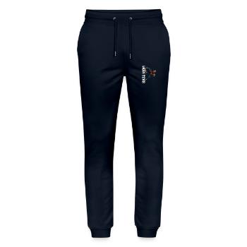 Maman basse ma mère joue de la basse est bassiste - Pantalon de jogging bio MOVER Stanley/Stella unisexe - marine - Devant - Marisol (170cm) & Nik (191cm)