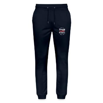 Michaël Parfait Cadeau prenom michael - Pantalon de jogging bio MOVER Stanley/Stella unisexe - marine - Devant - Marisol (170cm) & Nik (191cm)