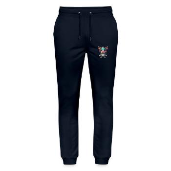 Robot Pig - Stanley/Stella Mover Unisex Organic Jogging Trousers - navy - Front - Marisol (170cm) & Nik (191cm)