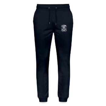 March 1996 Vintage 28 Year Anniversary Gift - Stanley/Stella Mover Unisex Organic Jogging Trousers - navy - Front - Marisol (170cm) & Nik (191cm)