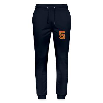 5. 5 YEARS. 5th ANNIVERSARY - Stanley/Stella Mover Unisex Organic Jogging Trousers - navy - Front - Marisol (170cm) & Nik (191cm)