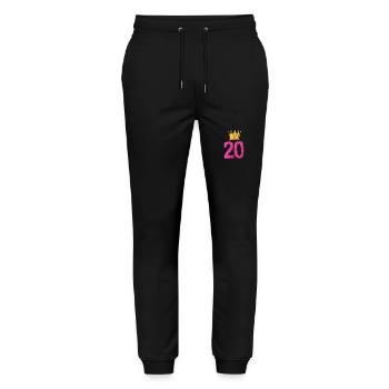 20 Zahl Trikot Krone - Stanley/Stella Unisex Bio Jogginghose Mover  - Schwarz - Vorne - Marisol (170cm) & Nik (191cm)