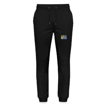Formentera 2025 Bunt - Stanley/Stella Unisex Bio Jogginghose Mover  - Schwarz - Vorne - Marisol (170cm) & Nik (191cm)