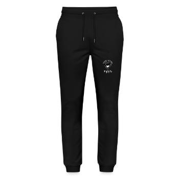 50. Geburtstag Keepin evil at bay since 03/1975 - Stanley/Stella Unisex Bio Jogginghose Mover  - Schwarz - Vorne - Marisol (170cm) & Nik (191cm)