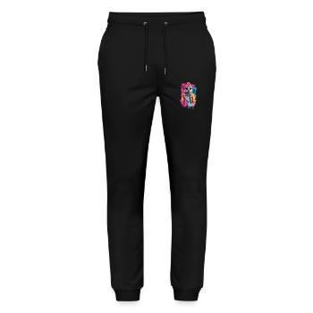 Surikat Bunt in Aquarell, Neon. Illustration - Stanley/Stella Unisex Bio Jogginghose Mover  - Schwarz - Vorne - Marisol (170cm) & Nik (191cm)