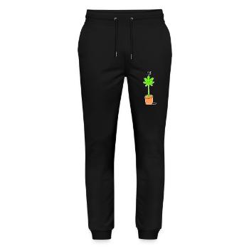 Niedliche Baby-Unkraut-Pflanze Hallo Hallo Lustige Schöne Karikatur - Stanley/Stella Unisex Bio Jogginghose Mover  - Schwarz - Vorne - Marisol (170cm) & Nik (191cm)