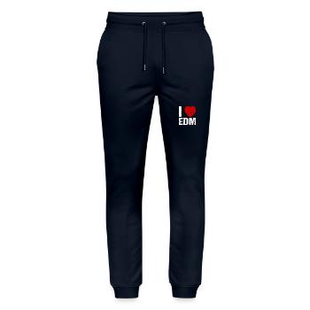 I love EDM Techno House Music - Stanley/Stella Mover Unisex Organic Jogging Trousers - navy - Front - Marisol (170cm) & Nik (191cm)