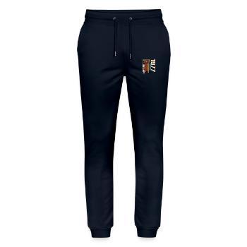 January 1977 - 1977 January Birthday Gift - Stanley/Stella Mover Unisex Organic Jogging Trousers - navy - Front - Marisol (170cm) & Nik (191cm)