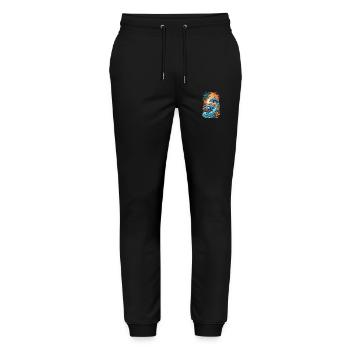Funny Dolphins - Stanley/Stella Unisex Bio Jogginghose Mover  - Schwarz - Vorne - Marisol (170cm) & Nik (191cm)