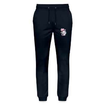 Cute baby elephant with heart balloon elephant mom - Stanley/Stella Mover Unisex Organic Jogging Trousers - navy - Front - Marisol (170cm) & Nik (191cm)