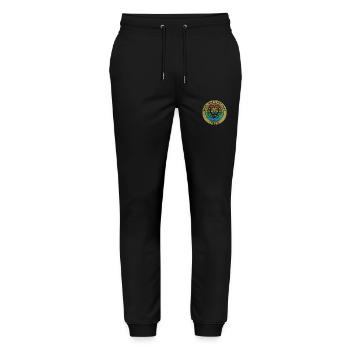 50. Geburtstag Wild, free & untamed since 07/1975 - Stanley/Stella Unisex Bio Jogginghose Mover  - Schwarz - Vorne - Marisol (170cm) & Nik (191cm)