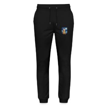 Lynx, Van Gogh, Starry Night, Animal, Big Cat - Stanley/Stella Mover Unisex Organic Jogging Trousers - black - Front - Marisol (170cm) & Nik (191cm)
