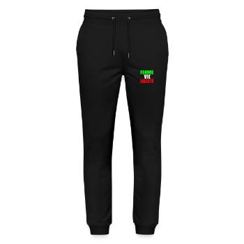 Femme vie liberté iran - Pantalon de jogging bio MOVER Stanley/Stella unisexe - noir - Devant - Marisol (170cm) & Nik (191cm)