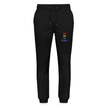 Plus d’orgueil, moins de préjugés arc-en-ciel - Pantalon de jogging bio MOVER Stanley/Stella unisexe - noir - Devant - Marisol (170cm) & Nik (191cm)