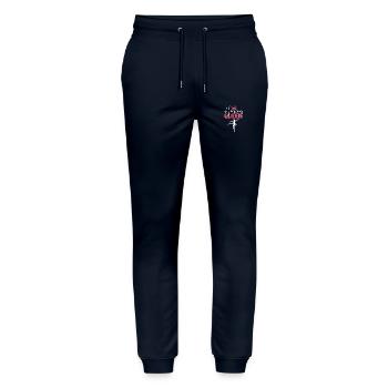 Hullern Workout Pneu Motivation - Pantalon de jogging bio MOVER Stanley/Stella unisexe - marine - Devant - Marisol (170cm) & Nik (191cm)