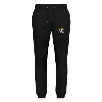 No Limit Workout Bodybuilding Skull mit Hantel - Stanley/Stella Unisex Bio Jogginghose Mover  - Schwarz - Vorne - Marisol (170cm) & Nik (191cm)
