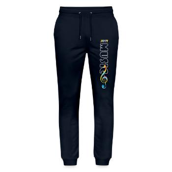 Musik-Tye-Würfel - Stanley/Stella Unisex Bio Jogginghose Mover  - Navy - Vorne - Marisol (170cm) & Nik (191cm)