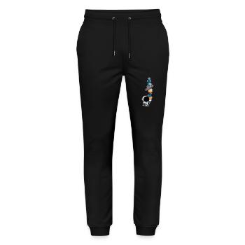 Astronaut mit Sonnensystem Planeten Eis Astronomie - Stanley/Stella Unisex Bio Jogginghose Mover  - Schwarz - Vorne - Marisol (170cm) & Nik (191cm)