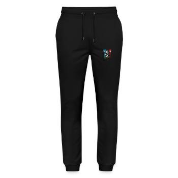 Crâne avec casque et cornes sur des éclaboussures de peinture - Pantalon de jogging bio MOVER Stanley/Stella unisexe - noir - Devant - Marisol (170cm) & Nik (191cm)