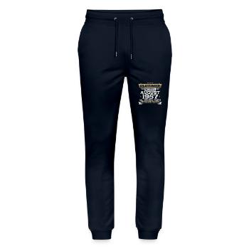 66th Birthday Man Oldtimer August Year 1957 - Stanley/Stella Mover Unisex Organic Jogging Trousers - navy - Front - Marisol (170cm) & Nik (191cm)