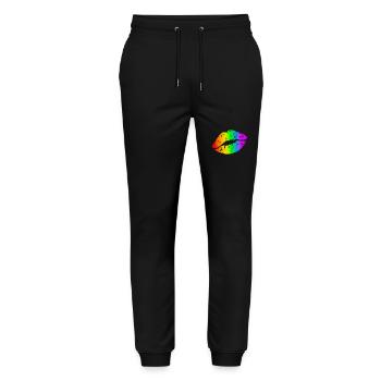 The Pride Kiss - Stanley/Stella Unisex Bio Jogginghose Mover  - Schwarz - Vorne - Marisol (170cm) & Nik (191cm)