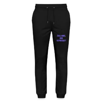 Kleine Hände, riesige Verantwortung Eltern-Spruch - Stanley/Stella Unisex Bio Jogginghose Mover  - Schwarz - Vorne - Marisol (170cm) & Nik (191cm)