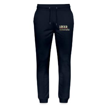 1933 Born Vintage 1933 Retro Birthday Gift - Stanley/Stella Mover Unisex Organic Jogging Trousers - navy - Front - Marisol (170cm) & Nik (191cm)