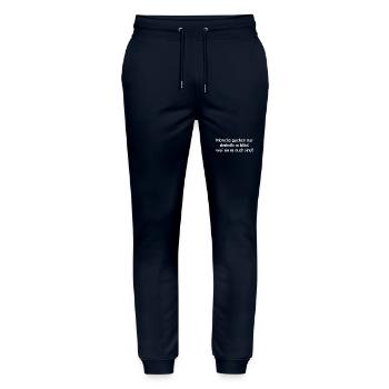 Manche gucken nur deshalb so blöd, weil... - Stanley/Stella Unisex Bio Jogginghose Mover  - Navy - Vorne - Marisol (170cm) & Nik (191cm)