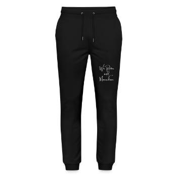 Wir Reiter sind Menschen - Stanley/Stella Unisex Bio Jogginghose Mover  - Schwarz - Vorne - Marisol (170cm) & Nik (191cm)