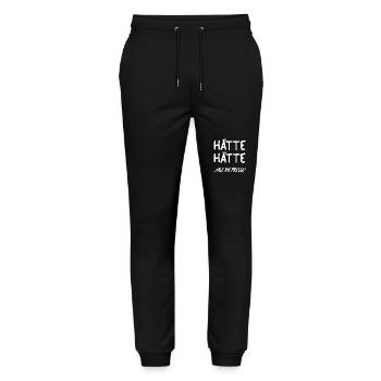 Hätte Hätte....halt die Fresse! - Stanley/Stella Unisex Bio Jogginghose Mover  - Schwarz - Vorne - Marisol (170cm) & Nik (191cm)