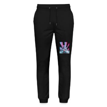 DJ Mix, Ai Cat - Stanley/Stella Mover Unisex Organic Jogging Trousers - black - Front - Marisol (170cm) & Nik (191cm)