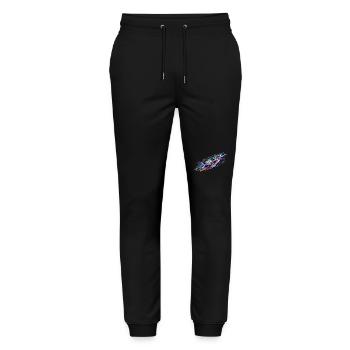 Kunstflugzeug - Stanley/Stella Unisex Bio Jogginghose Mover  - Schwarz - Vorne - Marisol (170cm) & Nik (191cm)