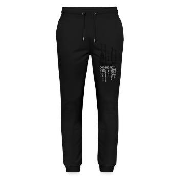 Zahlen gespiegelt spiegelung science fiction linie - Stanley/Stella Unisex Bio Jogginghose Mover  - Schwarz - Vorne - Marisol (170cm) & Nik (191cm)