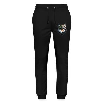 Wolf Kopf - Stanley/Stella Unisex Bio Jogginghose Mover  - Schwarz - Vorne - Marisol (170cm) & Nik (191cm)
