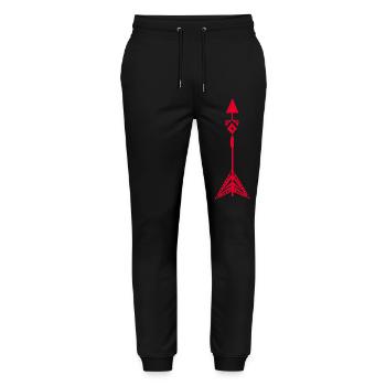 Rotes Symbol eines Pfeils der amerikanischen Ureinwohner - Stanley/Stella Unisex Bio Jogginghose Mover  - Schwarz - Vorne - Marisol (170cm) & Nik (191cm)