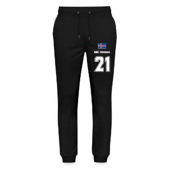 Island Trikot Nr.21 - Stanley/Stella Unisex Bio Jogginghose Mover  - Schwarz - Vorne - Marisol (170cm) & Nik (191cm)