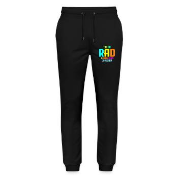 Rad 80er Jahre Neon-inspiriertes Design - Retro-Stil - Stanley/Stella Unisex Bio Jogginghose Mover  - Schwarz - Vorne - Marisol (170cm) & Nik (191cm)