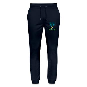Down-Syndrom-Bewusstsein Joyful Extra Chromosom - Stanley/Stella Unisex Bio Jogginghose Mover  - Navy - Vorne - Marisol (170cm) & Nik (191cm)