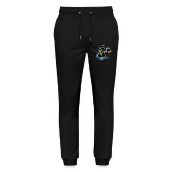 Reiter Pferd bunt - Stanley/Stella Unisex Bio Jogginghose Mover  - Schwarz - Vorne - Marisol (170cm) & Nik (191cm)