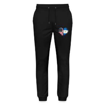 Nicaraguanische Flagge Land Nationalität USA - Stanley/Stella Unisex Bio Jogginghose Mover  - Schwarz - Vorne - Marisol (170cm) & Nik (191cm)