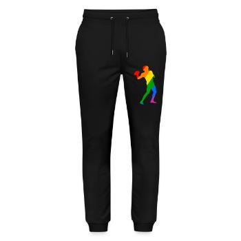 Rainbow Football Player - Stanley/Stella Unisex Bio Jogginghose Mover  - Schwarz - Vorne - Marisol (170cm) & Nik (191cm)