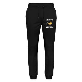 Papa Cadeau Futur Papa - nouvelle voiture de Papa - Pantalon de jogging bio MOVER Stanley/Stella unisexe - noir - Devant - Marisol (170cm) & Nik (191cm)
