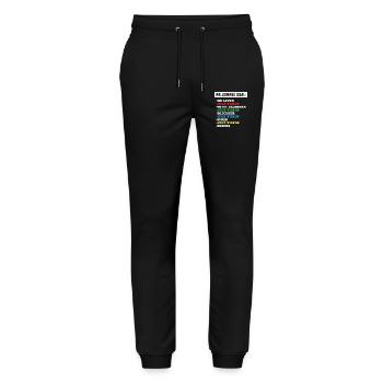 geek ma journée idéale idée cadeau gamer homme - Pantalon de jogging bio MOVER Stanley/Stella unisexe - noir - Devant - Marisol (170cm) & Nik (191cm)