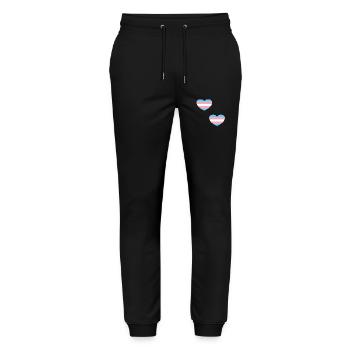 Coeurs de drapeau trans - Pantalon de jogging bio MOVER Stanley/Stella unisexe - noir - Devant - Marisol (170cm) & Nik (191cm)