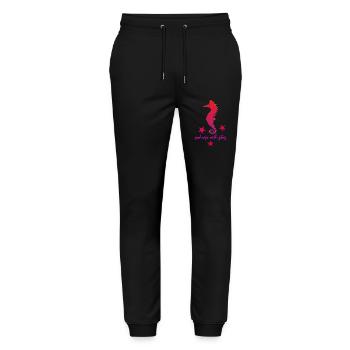 rotes Seepferdchen mit Sternchen pink - Stanley/Stella Unisex Bio Jogginghose Mover  - Schwarz - Vorne - Marisol (170cm) & Nik (191cm)