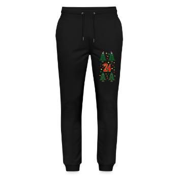 Weihnachtstannen mit Weihnachtsmützen und Sternen. - Stanley/Stella Unisex Bio Jogginghose Mover  - Schwarz - Vorne - Marisol (170cm) & Nik (191cm)